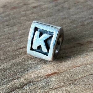 Authentic Pandora "K" Initial Alphabet Letter Charm Retired 925 Silver ALE